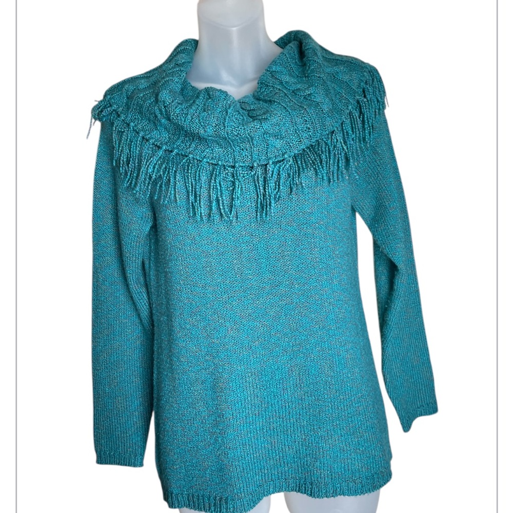 Christopher & Banks fringed cowl neck sweater size small/medium - Picture 3 of 7